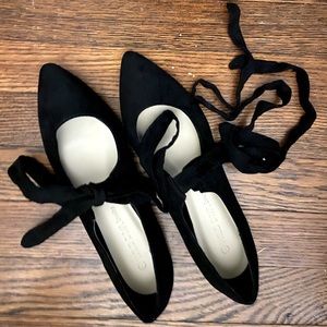 Black Lace Up Slippers